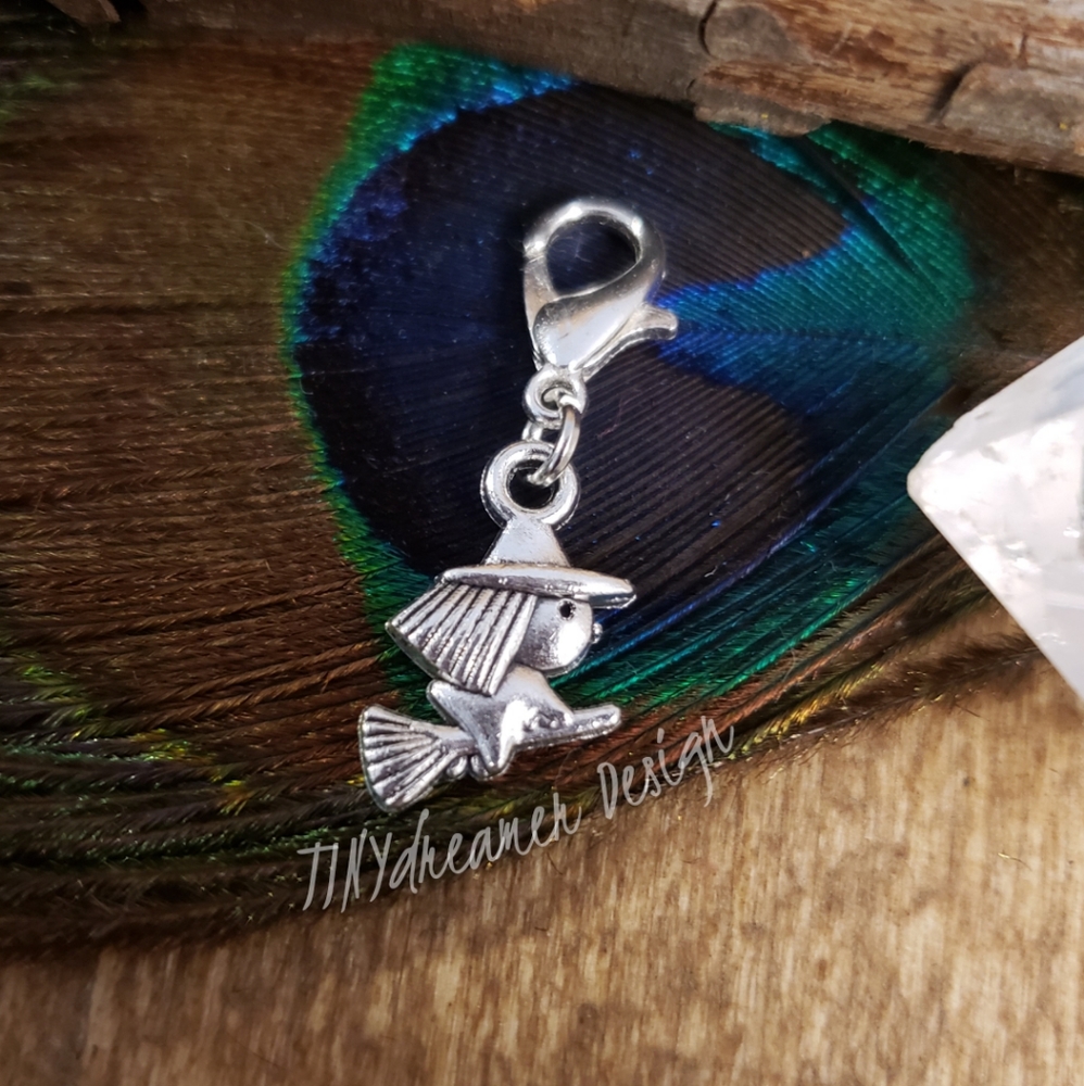 5/$25 Silver Witch Charm for Bracelet~Zipper~Bag~Pet~Wiccan~Witchy~Witch Jewelry